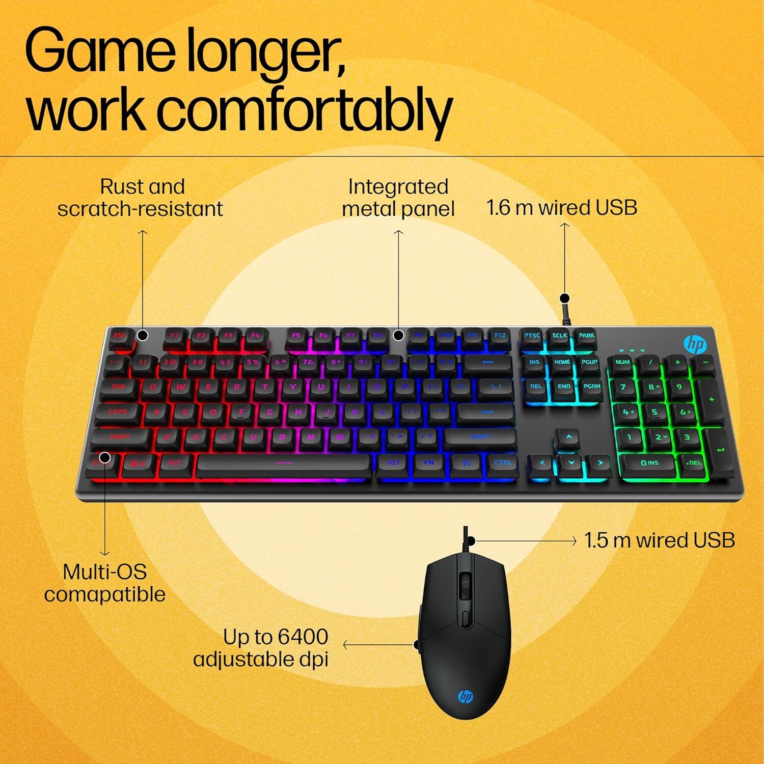 HP KM300F Wired USB Gaming Combo Keyboard Mouse - Image 8