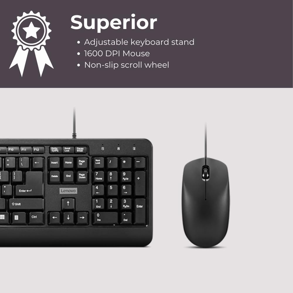 Lenovo 160 Wired Keyboard Mouse Combo Mouse