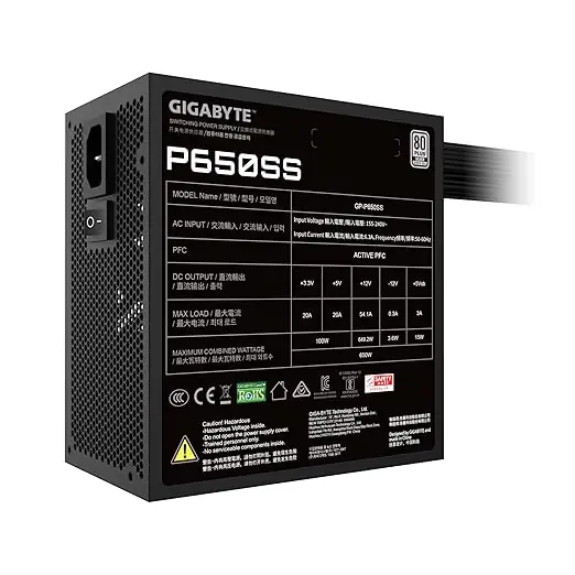 Gigabyte GP-P650SS 650w ATX Power Supply Back